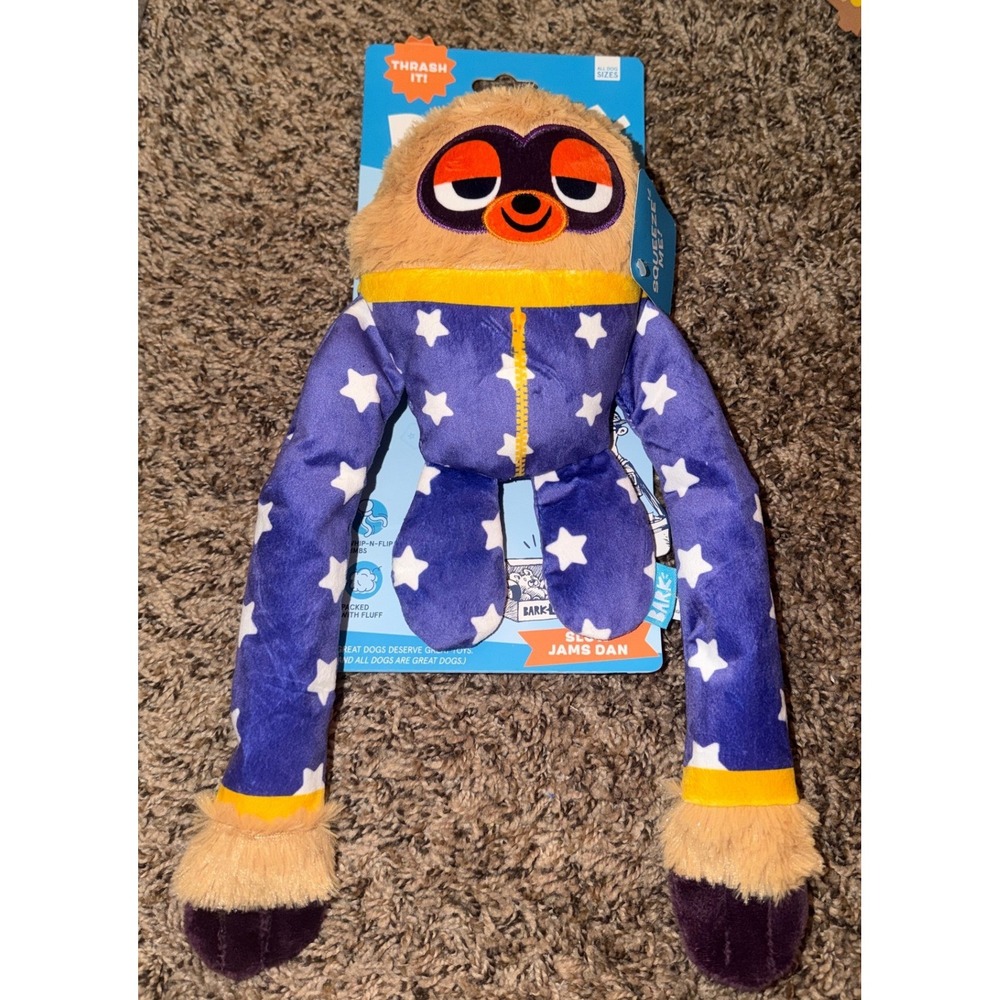 Bark-Slow Jams Dan Pajama Party Plush Dog Toy (NWT)